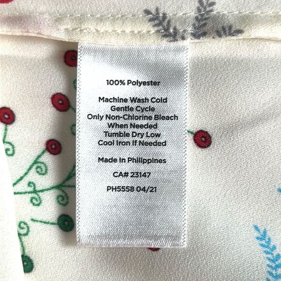 NWOT Talbots Band Collar Popover Top Blouse Cream Floral Long Sleeve size L - Picture 12 of 13